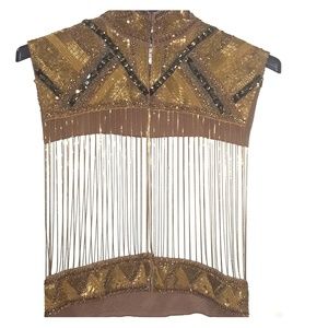 Bronze chain metal blouse